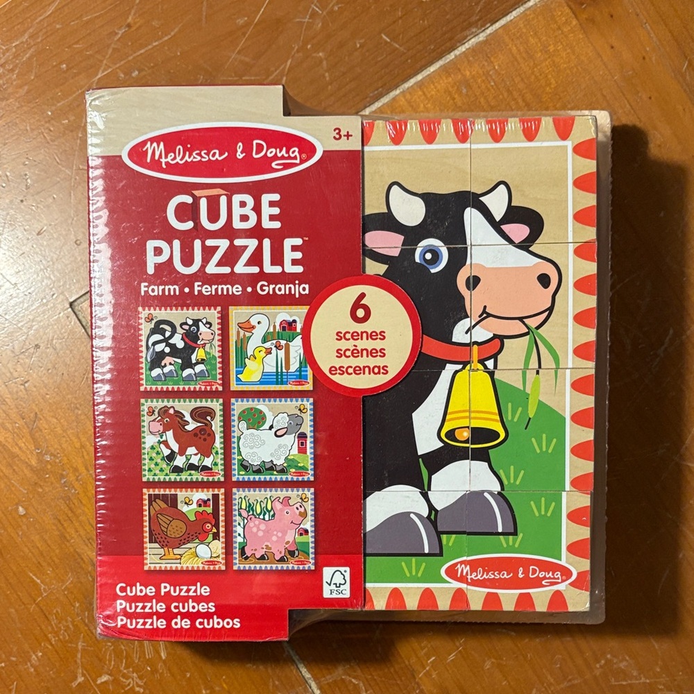 Melissa & Doug Farm Cube Puzzle - Red, Green, Black